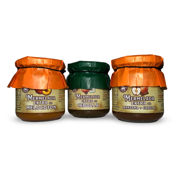 Pack Mermelada de Melocotón - Cebolla - Manzana y Canela - 6 unidades