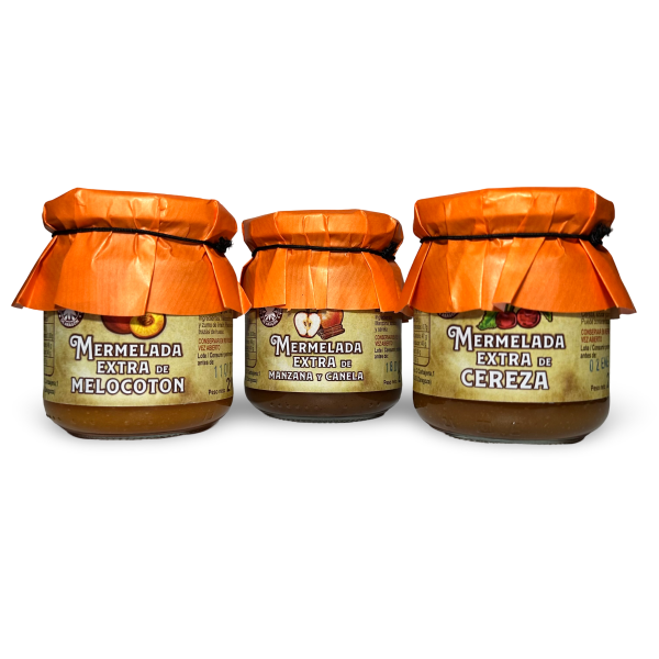 Pack Mermelada de Manzana y Canela - Cereza - Melocotón - 6 unidades